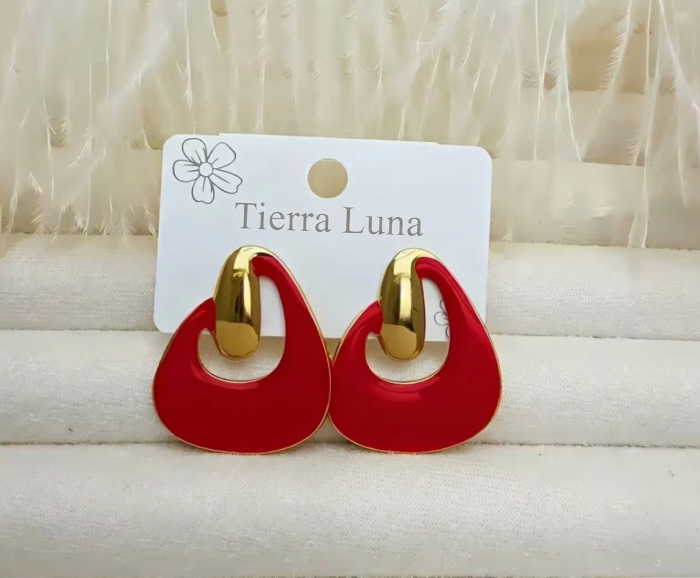 Сережки Tierra Luna "Gold Crescent Red"