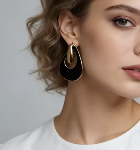 Сережки Tierra Luna "Gold Crescent Black"