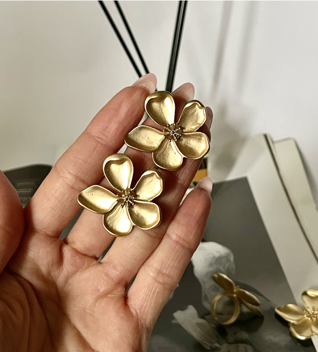 Набір прикрас  Tierra Luna "Golden Flower Set" (намисто, сережки та каблучка)