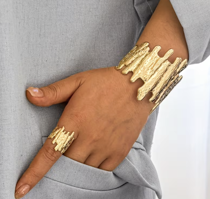 Набір прикрас Tierra Luna "Liquid Gold Cuff & Ring Duo" (браслет та каблучка)