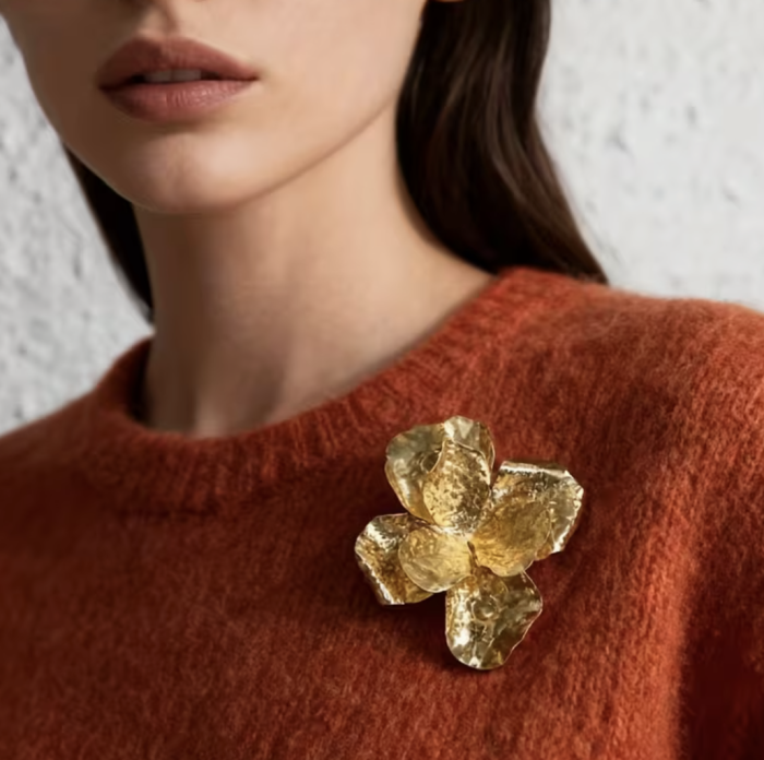 Брошка Tierra Luna "Abstract Gold Flower"