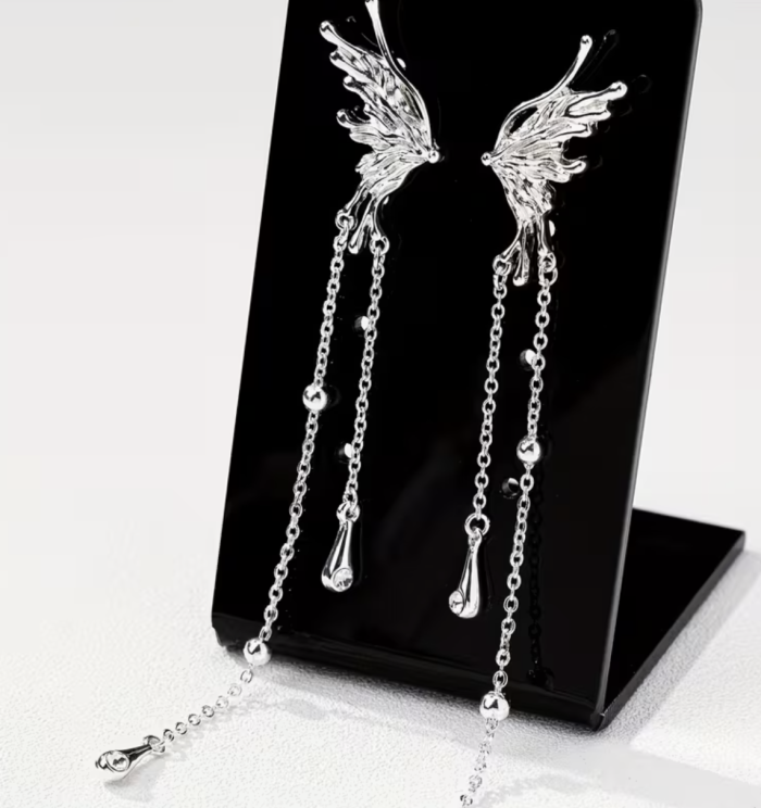 Сережки Tierra Luna "Silver Butterfly Chains"