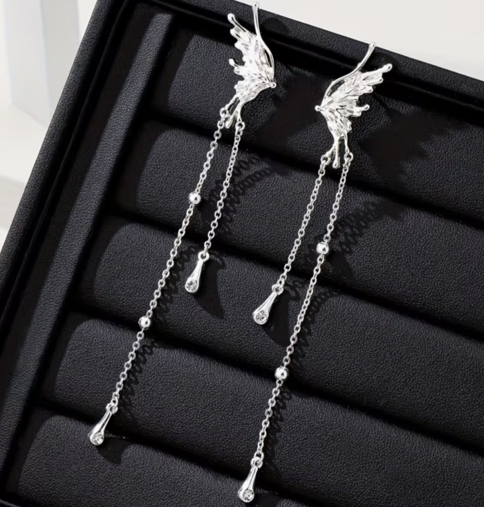 Сережки Tierra Luna "Silver Butterfly Chains"