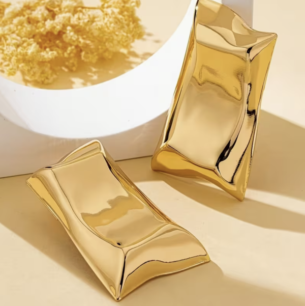 Сережки Tierra Luna "Gold Crumpled Rectangle"