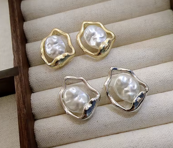 Сережки Tierra Luna "Gold Ethereal Pearl"